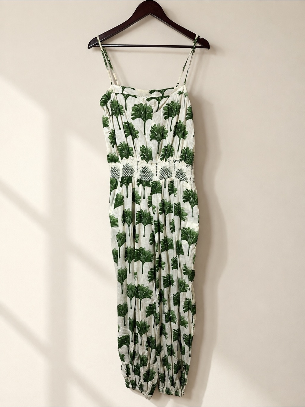 True Destinations Palm Print Cinched-Ankle Jumpsuit NWT XL